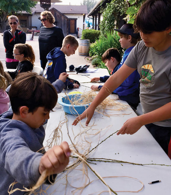 kids making a basket